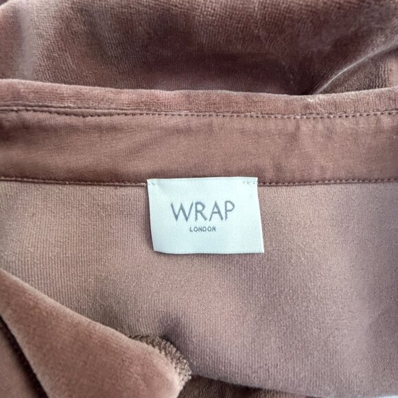 Wrap London Womens Velour V-Neck Collared Pullover Top Size 8 Brown Long Sleeve - Picture 3 of 8